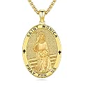 Silver/14K Gold Patron Saint Medal Amulet Necklace for Men Women