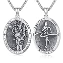 Silver/14K Gold Patron Saint Medal Amulet Necklace for Men Women