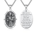 Silver/14K Gold Patron Saint Medal Amulet Necklace for Men Women