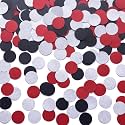 MOWO Silver Black and Red Confetti Table Decoration, 1.2 inch, 200pc