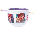 Silver Buffalo Bratz Featuring Cloe, Yasmin, Jade, and Sasha Ceramic Ramen Noodle Rice Bowl with Chopsticks, Microwave Safe, 20 Ounces