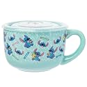 Silver Buffalo Disney Lilo and Stitch Snack and Food Pattern Ceramic Soup Mug with Vented Plastic Lid, 24 Ounces