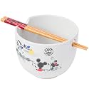 Silver Buffalo Disney Mickey and Minnie, Ramen Bowl with Chopsticks, 20oz