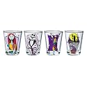 Silver Buffalo Disney The Nightmare Before Christmas 4 Piece Mini Glass Set Featuring Jack Skellington and Sally, 1.5 Ounces