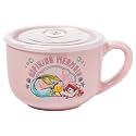 Silver Buffalo Disney Princess Little Mermaid Ariel and Flounder Aspiring Mermaid Ceramic Soup Mug with Vented Plastic Lid, 24 Ounces