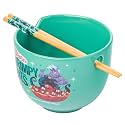 Silver Buffalo Disney Villains Little Mermaid Ursula's Shrimpy Bits Ceramic Ramen Noodle Rice Bowl with Chopsticks, Microwave Safe, 20 Ounces, Little Mermaid Ursula's Shrimpy Bits