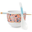 Silver Buffalo Lilo and Stitch Leaf, Ramen Bowl with Chopsticks, 20oz