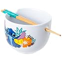 Silver Buffalo Lilo and Stitch Tropical, Ramen Bowl with Chopsticks, 20oz