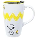 Silver Buffalo Peanuts Snoopy Woodstock Glitter Ceramic Travel Mug, 16oz
