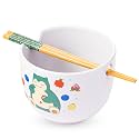 Silver Buffalo Pokémon Snorlax Relaxing, Ramen Bowl with Chopsticks, 20oz