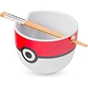 Silver Buffalo Pokemon Pokeball Ceramic Ramen Noodle Bowl with Chopsticks, Microwave Safe, 20 Ounces (No Spoon) (Pack of 12)