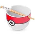 Silver Buffalo Pokemon Pokeball, Ramen Bowl with Chopsticks, 20oz