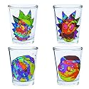 Silver Buffalo Rick and Morty Colorful Abstract Faces 4 Pack Mini Glass Set, 1.5 Ounces