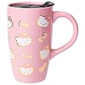 Silver Buffalo Sanrio Hello Kitty Foil Ceramic Travel Mug with Lid, 16 Ounces