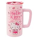 Silver Buffalo Sanrio Hello Kitty Strawberry Milk Double Wall Stainless Steel Travel Mug With Handle, 15 Ounces