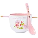 Silver Buffalo Strawberry Shortcake, Ramen Bowl with Chopsticks, 20 Ounces (With Spoon) (Pack of 12)