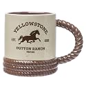 Silver Buffalo Yellowstone Dutton Ranch Montana Rope Ceramic 3D Sculpted Mug, 20 Ounces