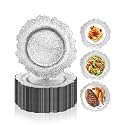 Silver Charger Plates Bulk 100Pcs, 13" Reef Chargers for Wedding