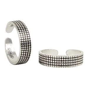 silver chest 925 silver toe rings for women stylish silver bands for girls -sterling silver plain oxidised rings with 3d self designs