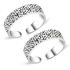 silver chest 925 silver toe rings for women stylish silver bands for girls -sterling silver plain oxidised rings with 3d self designs