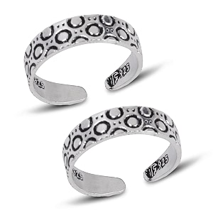 silver chest 925 silver toe rings for women stylish silver bands for girls -sterling silver plain oxidised rings with 3d self designs