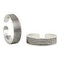 Silver Chest 925 Silver Toe Rings for Women Stylish Silver Bands for Girls -Sterling Silver Plain Oxidised rings with 3D Self Designs
