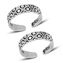 Silver Chest 925 Silver Toe Rings for Women Stylish Silver Bands for Girls -Sterling Silver Plain Oxidised rings with 3D Self Designs