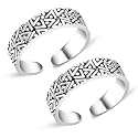 Silver Chest 925 Silver Toe Rings for Women Stylish Silver Bands for Girls -Sterling Silver Plain Oxidised rings with 3D Self Designs