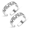 Silver Chest 925 Silver Toe Rings for Women Stylish Silver Bands for Girls -Sterling Silver Plain Oxidised rings with 3D Self Designs