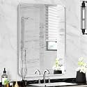 Silver Bathroom Mirror 22x30in, Metal Framed Rounded Rectangle