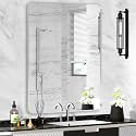 Silver Bathroom Mirror 28x36in, Metal Framed Rounded Rectangle