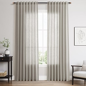 Silver Grey Linen Back Tab Curtains 84
