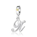 Silver Initial A-Z Letter Charm Compatible Pandora Charm Bracelets for Women Jewelry