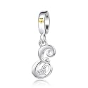 Silver Initial A-Z Letter Charm Compatible Pandora Charm Bracelets for Women Jewelry