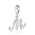 Silver Initial A-Z Letter Charm Compatible Pandora Charm Bracelets for Women Jewelry