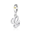 Silver Initial A-Z Letter Charm Compatible Pandora Charm Bracelets for Women Jewelry