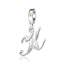 Silver Initial A-Z Letter Charm Compatible Pandora Charm Bracelets for Women Jewelry