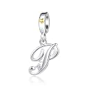 Silver Initial A-Z Letter Charm Compatible Pandora Charm Bracelets for Women Jewelry