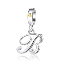 Silver Initial A-Z Letter Charm Compatible Pandora Charm Bracelets for Women Jewelry