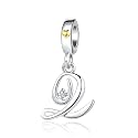 Silver Initial A-Z Letter Charm Compatible Pandora Charm Bracelets for Women Jewelry