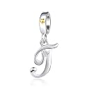 Silver Initial A-Z Letter Charm Compatible Pandora Charm Bracelets for Women Jewelry
