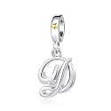Silver Initial A-Z Letter Charm Compatible Pandora Charm Bracelets for Women Jewelry