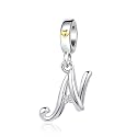 Silver Initial A-Z Letter Charm Compatible Pandora Charm Bracelets for Women Jewelry