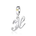 Silver Initial A-Z Letter Charm Compatible Pandora Charm Bracelets for Women Jewelry