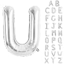 Silver Letter Balloons 40 Inch Large Alphabet Balloon Letter U