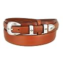 Silver Mirror Buckle Oil Tanned Genuine Leather Western Ranger Belt 1-3/8"(35mm) Taper to 3/4"(19mm) Wide-Multiple choices