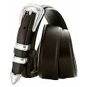 Silver Mirror Buckle Oil Tanned Genuine Leather Western Ranger Belt 1-3/8"(35mm) Taper to 3/4"(19mm) Wide-Multiple choices
