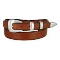 Silver Mirror Buckle Oil Tanned Genuine Leather Western Ranger Belt 1-3/8"(35mm) Taper to 3/4"(19mm) Wide-Multiple choices