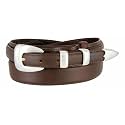 Silver Mirror Buckle Oil Tanned Genuine Leather Western Ranger Belt 1-3/8"(35mm) Taper to 3/4"(19mm) Wide-Multiple choices