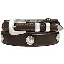 Silver Mirror Buckle Oil Tanned Genuine Leather Western Ranger Belt 1-3/8"(35mm) Taper to 3/4"(19mm) Wide-Multiple choices